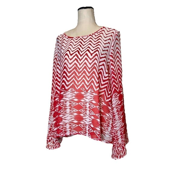 Altar’d State‎ Boho Top Semi Sheer Peasant Blouse Flare Slit Sleeves Women Small - Picture 2 of 10